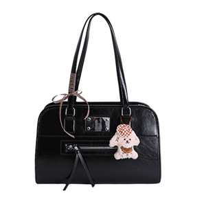 Sac Boston en cuir ciré vintage pour femmes, petit sac bandoulière de luxe, sac à main polyvalent, sac à bandoulière - Product Image 2
