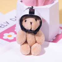 Porte-clés en peluche ours coréen tendance pour casque de moto, pendentif de sac, adorable poupée en peluche, accessoire cadeau, jouet en peluche, cadeau en peluche douce