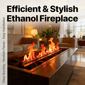 <span class=keywords><strong>Cheminée</strong></span> à éthanol encastrée moderne, flamme réelle, brûleur réglable, <span class=keywords><strong>protection</strong></span> de sécurité pour salon, chambre, hôtel, appartement - Product Image 2