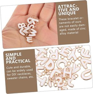 Llavero de metal con cuentas de esmalte en forma de letra, juego de letras mayúsculas de la A a la Z, abalorios para hacer pulseras, collares y joyería DIY - Product Image 6