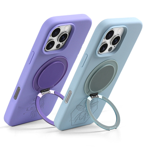 Coques de téléphone en silicone liquide magnétique avec anneau support pour iPhone 17 16 Pro Max, design gravé - Product Image 6