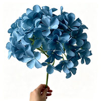 L-014 Grosir Bunga Hydrangea Buatan Tangan untuk Dekorasi Pernikahan dan Rumah, Warna Biru Debu Putih, Bunga Sutra Palsu Bersertifikat CE