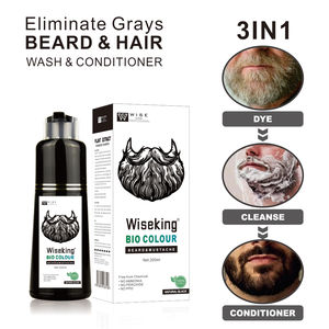 Wiseking Bio Color Beard Shampoo 200ml Color negro Beard Dye Cubre rápidamente <span class=keywords><strong>Barba</strong></span> <span class=keywords><strong>blanca</strong></span> Color negro natural No PPD Black Shampoo - Product Image 2