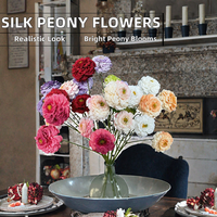 Bunga Peony Plastik Buatan Tangan 3 Kepala Berkualitas Tinggi, Realistis, Alami, Modern, Dapat Digunakan Kembali, untuk Dekorasi Rumah, Pernikahan, Hari Valentine