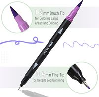 Stylos à double pointe, 24 pièces, couleurs assorties |   Marqueurs à pointe fine et à pointe pinceau pour adultes, marqueurs de coloriage pour adultes