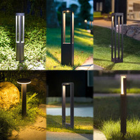 Lampadaire LED extérieur moderne noir, IP65, étanche, pour jardin, allée, pelouse