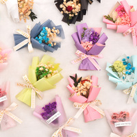 Buket Bunga Kering Mini Pengawet Bunga Tahan Lama Forget-Me-Not Mawar Dekorasi Mobil Hadiah Hari Guru