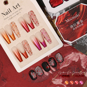 Colle à ongles <span class=keywords><strong>rouge</strong></span> de type UV pour le Nouvel An, dégradé satiné, teinture nouvelle <span class=keywords><strong>rouge</strong></span> sud, impression par transfert dorée, sans lavage, LED, designer français - Product Image 5