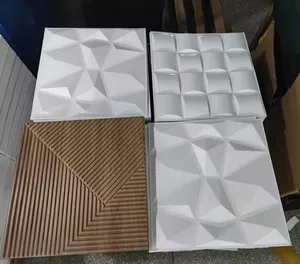 Revestimiento Cuadros En 3D Productos de pared Tapizon Paneles de pared 3D de grano de madera oscuro o claro