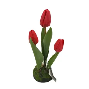 Trong nhà trang trí nội thất Faux PVC mềm cảm giác nhựa nhân tạo bất động cảm ứng Tulip hoa bán buôn
