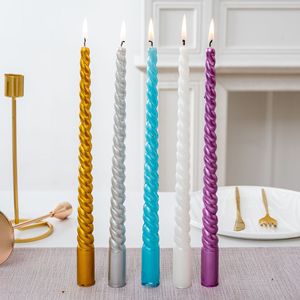 Velas Metálicas Retorcidas en Espiral, Multicolores, Largas, para Decoración de Mesa de Boda, Cena, Hogar - Product Image 3