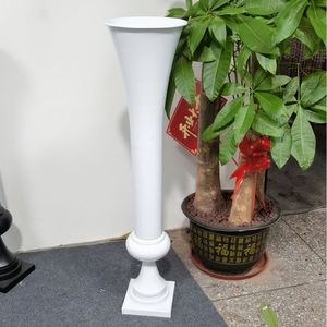 Custom Color 1M Golden Silver Black Electroplated Iron Trumpet Wedding Hotel Table Floor Flower <b>Vase</b> Stand - Product Image 5