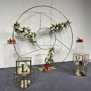 Gold Metal Frame Round Flower Stand <strong>Circle</strong> <strong>Balloon</strong> Wedding <strong>Arch</strong> for Wedding Stage Decoration - Product Image 5