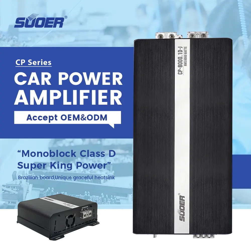 Suoer CP-8000D-J gama completa poder 8000w Amps Boa Qualidade de Som Super Alta Potência Monobloco carro amplificador 1 canal classe d carro