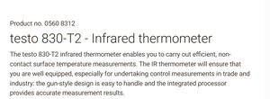 Termómetro Infrarrojo sin Contacto Testo 830-T2, Pistola de Medición de Temperatura Portátil - Product Image 2