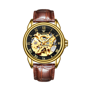 8866 Men's Fully <b>Automatic</b> Skeleton Stainless Steel Mechanical Watch Luxury Waterproof <b>Wristwatch</b> Double Sided Leather Strap - Product Image 6