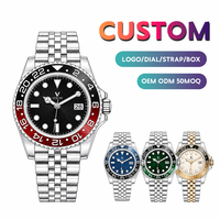 Montre mécanique classique de luxe en acier inoxydable avec logo personnalisé, design élégant et fin, pour homme