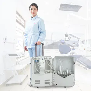 Unidad diş Portatil lüks ucuz fabrika fiyat diş hekimliği bavul taşınabilir diş ünitesi ile hava kompresörü mobil diş ünitesi