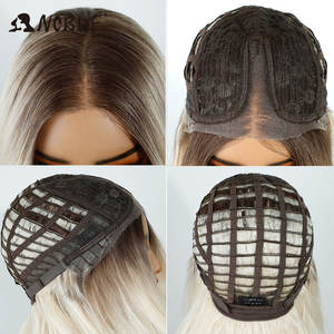 วิกผมสังเคราะห์ลูกไม้ด้านหน้าสำหรับผู้หญิงขนาด26นิ้วบอดี้เวฟสำหรับสีบลอนด์ไฮไลท์สีขาวหมวกคอสเพลย์ก่อนตัด - Product Image 6