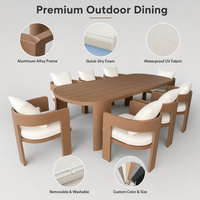 Table à manger rectangulaire en alliage d'aluminium Disen Furniture Bronte, durable, imperméable, résistante aux UV, résistante aux intempéries, pour l'extérieur, hôtel