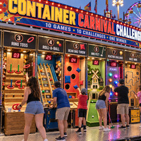 Équipement interactif de jeux de carnaval en conteneur pour la location d'événements, l'activation de marque, les événements en entreprise et le divertissement