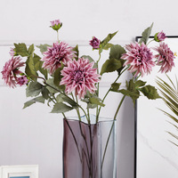 Fleurs de Dahlia Artificielles à Deux Têtes Effet Naturel pour Mariage, Décoration d'Intérieur Couleurs Automnales Européennes, Centre de Table, Vente en Gros