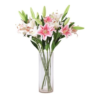 Rama <span class=keywords><strong>de</strong></span> Lirio Artificial Realista con Capullos, Tallo <span class=keywords><strong>de</strong></span> Lirio Rosa Artificial para Decoración del Hogar, Bodas, Sala <span class=keywords><strong>de</strong></span> Estar, Elegante Flor Artificial para Regalo - Product Image 5