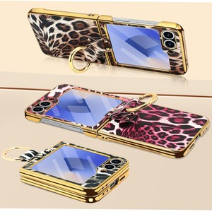 Sang trọng báo in có thể gập lại ngón tay người giữ Nhẫn đứng mạ điện PU Cover quay lại đối với <span class=keywords><strong>Samsung</strong></span> cho <span class=keywords><strong>Galaxy</strong></span> Z lật điện thoại di động ca - Product Image 2