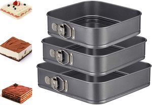 <span class=keywords><strong>Springform</strong></span> Bánh Pan vuông, bộ 3 không dính leakproof bánh nướng chảo với đáy có thể tháo rời, không dính thép carbon - Product Image 4