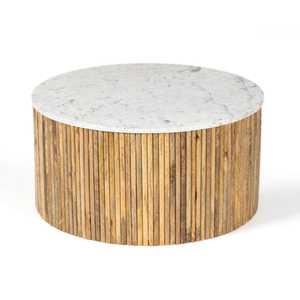 Table basse moderne en bois massif, faite à la main, élégante et au design simple, nouveaux meubles de petit appartement mobiles pour la décoration du salon - Product Image 2