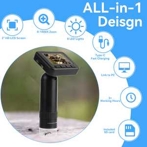 YAGO USB デジタル顕微鏡拡大鏡ポータブルビデオ写真撮影 HD 1000X ズーム LCD 顕微鏡 - Product Image 6