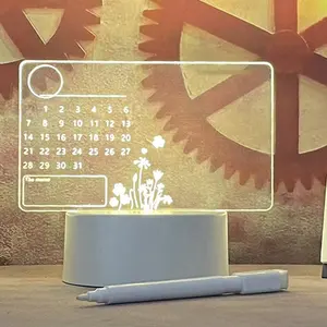 Tableau mémo néon 3D à LED avec surface d'écriture en ABS effaçable, <span class=keywords><strong>lampe</strong></span> de taille moyenne à piles de forme carrée - Product Image 1