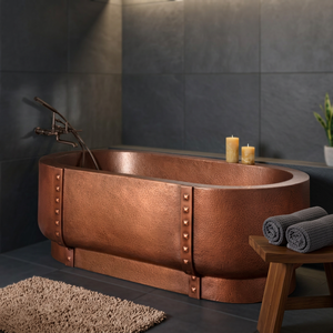 Bañera Ovalada de Cobre Puro de Lujo, Hecha a Mano, Duradera y Moderna para el Hogar - Artesanía India - Product Image 1
