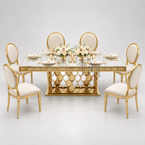 Base de Pedestal Decorativa Rectangular de Acero Inoxidable Dorado Clásico para Mesa de Comedor, para Eventos y Banquetes, Venta al Por Mayor - Product Image 2