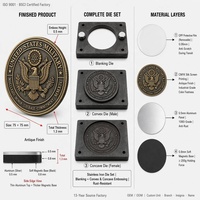 Pièce de défi militaire personnalisée en aluminium 1,3 mm, finition or antique, peinte en 3D, durable, aimant de réfrigérateur promotionnel et souvenir