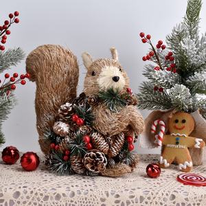 Figuritas de Navidad de cáñamo hechas a mano, cono de pino, búho, oso, ardilla, muñecas, Escena de ventana de vacaciones, tienda, manualidades decorativas, <span class=keywords><strong>Juguetes</strong></span> - Product Image 3