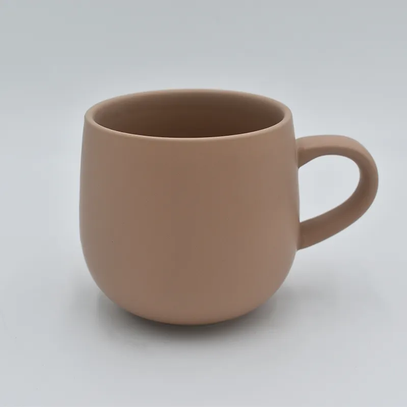 Tazas de cerámica para bebidas, tazas de porcelana, color caqui mate latte, 14 oz, nuevo diseño