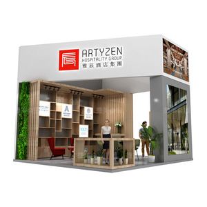 Stand d'exposition Artyzen Hospitality Group, design moderne en bois, assemblage modulaire, solution de présentation de kiosque - Product Image 1