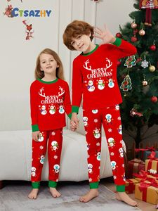 2024 Eltern-Kind-Hauskleidung Damen Herren Kinder Baby Hund Schlafanzug Hirsch Schneemann Monogrammierte Lange Familien-Weihnachtspyjamas Set - Product Image 4