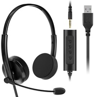 Casque de centre d'appels USB Logitech K109DU à succès avec câble de 1,8 m, codecs AAC et principe vocal dynamique ENC