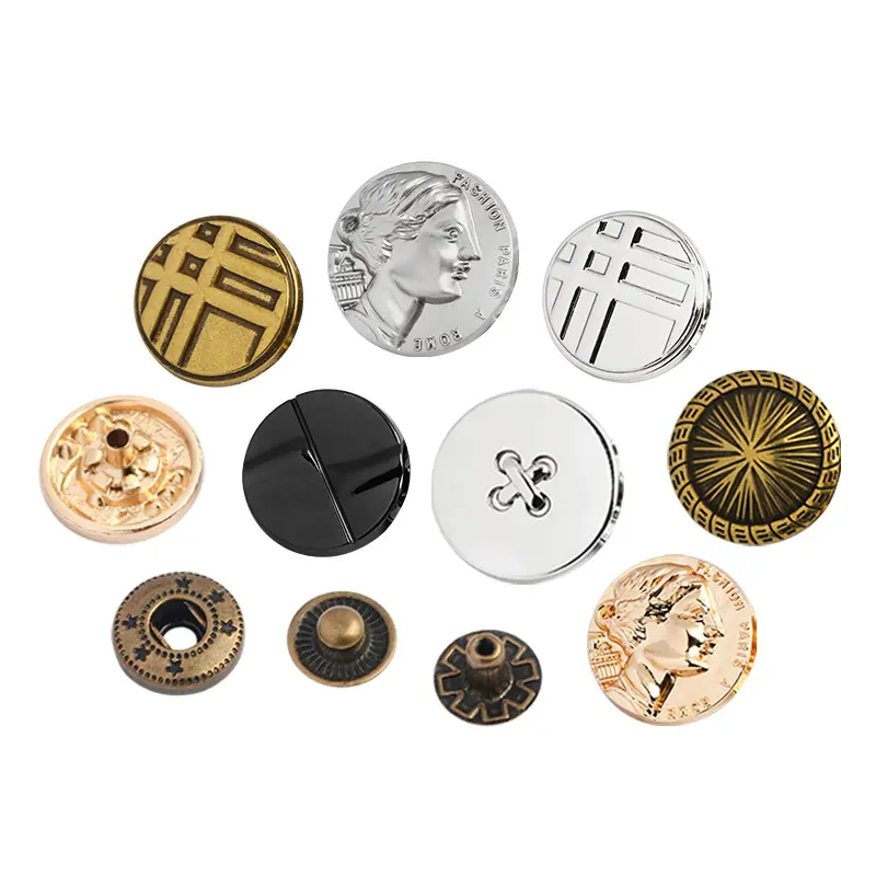 Botão de pressão de metal para roupas, botão de pressão de liga ou latão com logotipo personalizado