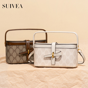 Bolso de Mano para Mujer con Estampado Versátil de Inspiración Retro, Bolso de PVC Premium en Forma de Caja, Exclusivo Bolso Bandolera de Alta Gama - Product Image 4