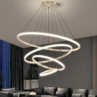 Lustre suspendu moderne à 3 anneaux en fer, aluminium et silicone avec LED pour hôtel, salon, lampe de plafond à haute luminosité