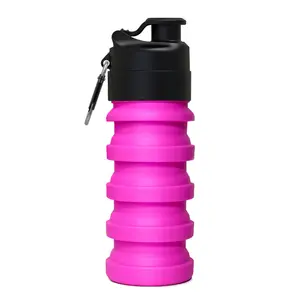 Botella plegable de silicona para deportes al aire libre, botella de agua de 500ml con logotipo personalizado, gran oferta