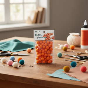 Ilan Bolita Pompom 1,5 Cm Arancione 60 Pezzi Decorazioni Artigianali - Product Image 3