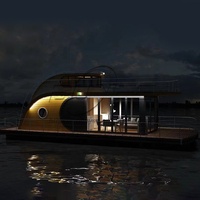 Luxueux grand panneau solaire en aluminium péniche bateau flottant à eau préfabriquée avec des caractéristiques de luxe