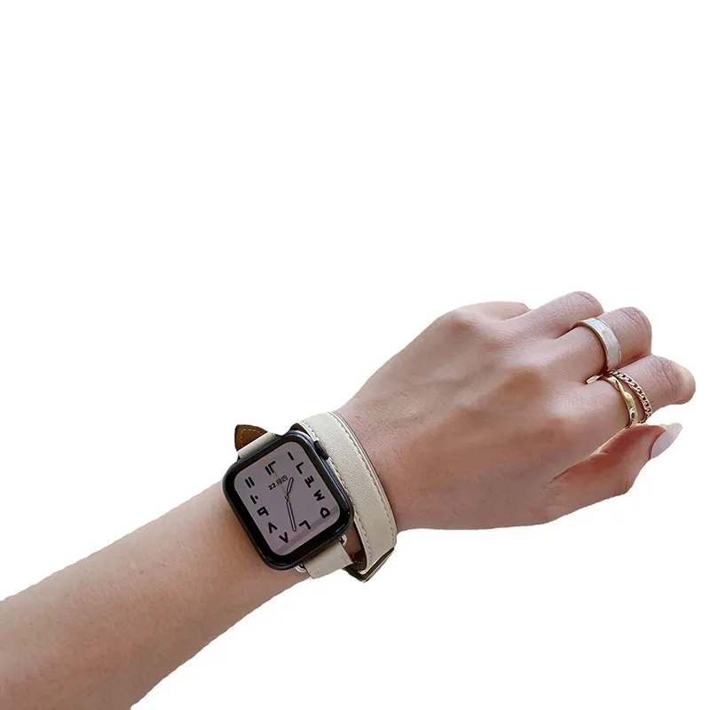 デザイナー本物のPUレザー高級RelojInteligenteスマートウォッチバンドforIwatchApple