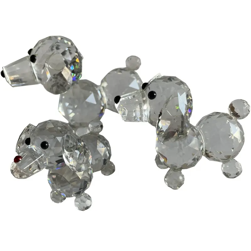 Custom Crystal Leuke Hond Figurine Sculptuur Collection Cut Glas Ornament Standbeeld Dier Collectible Crystal Honden