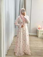 Usine de vêtements sur mesure OEM – Robe de prière islamique élégante en laine de haute qualité, Abaya Dubaï, imprimé floral, satin, longueur ras du sol