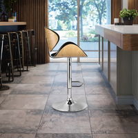 Tabouret de bar réglable en contreplaqué courbé de style Mid-Century, chaise ergonomique pivotante à hauteur de comptoir avec repose-pieds pour îlot de cuisine et bar à domicile